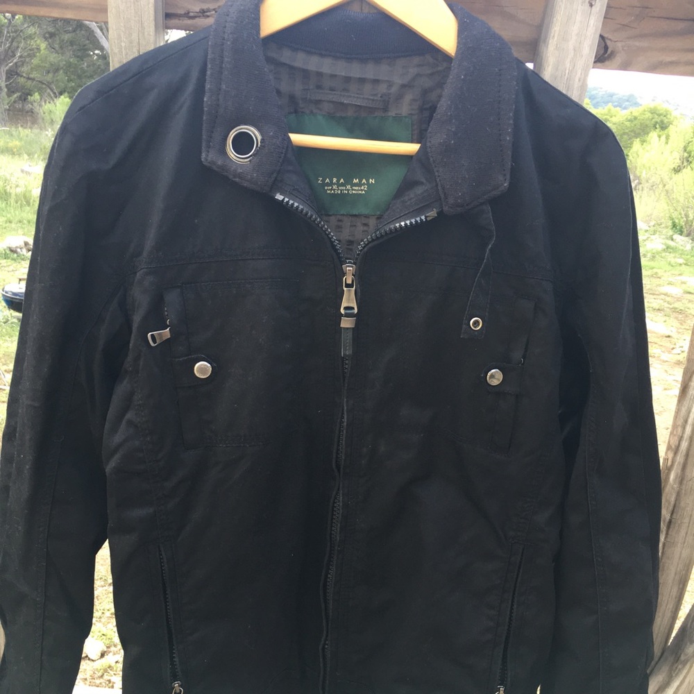 XL Zara Man Black Jacket with Olive Green Interior